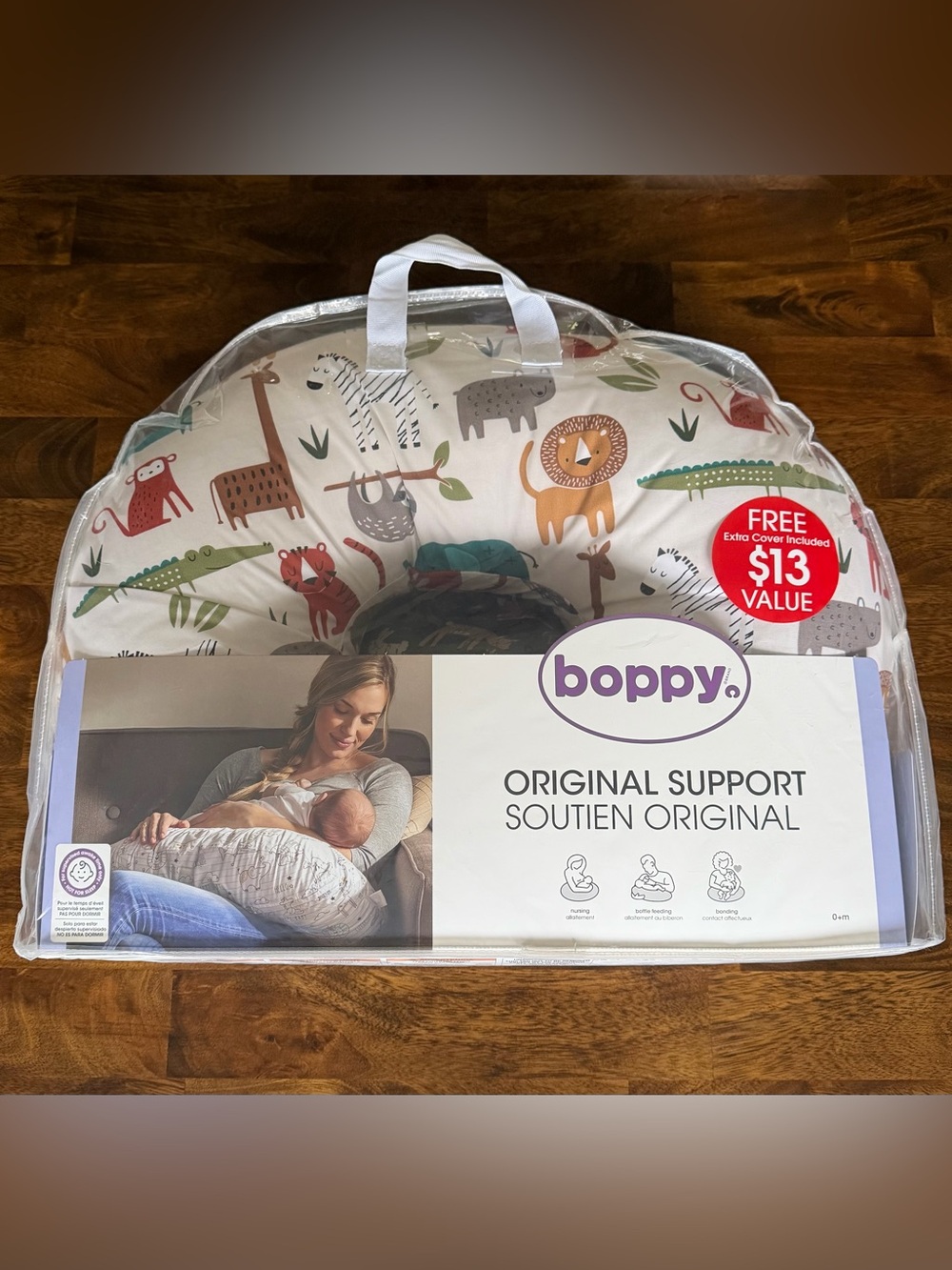 boppy Original Support Nursing Pillow - Safari Animals Cream